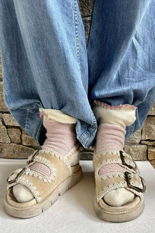  Terry & Wool Luxury Socks Pinstripe Dusky Rose - 